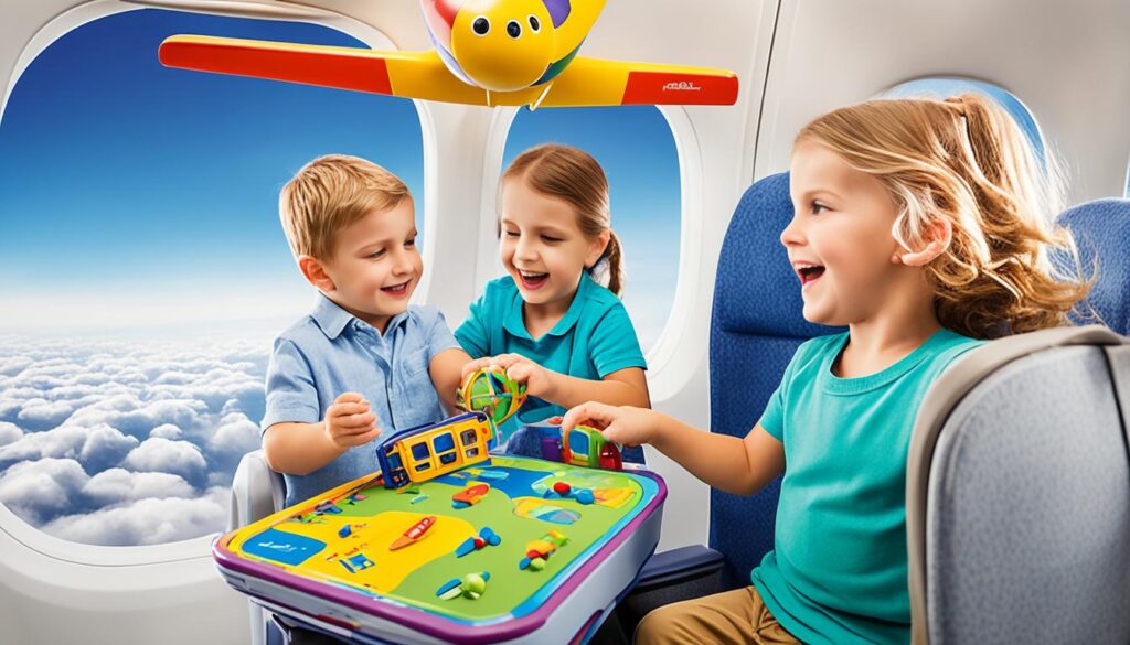 Dzieci uczące się w trakcie lotu samolotem